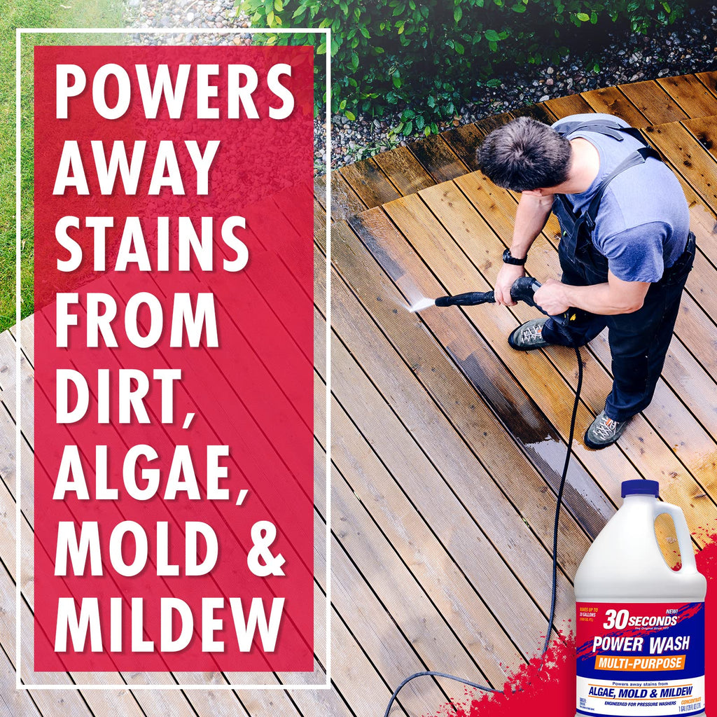 30 SECONDS Pressure Washer Concentrated Cleaner – Power Cleans Stains from Algae, Mold & Mildew, Dirt, Grime – Makes up to 20 Gallons