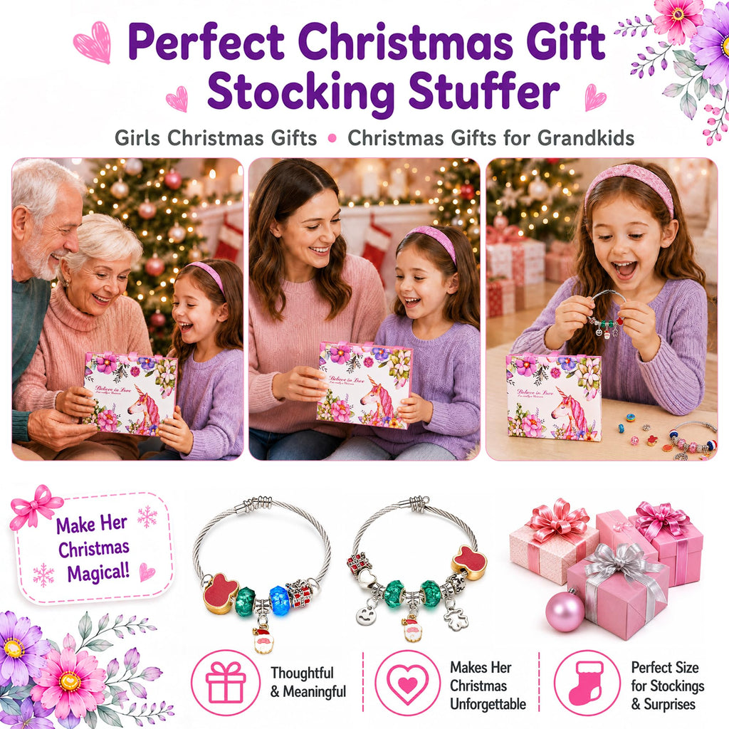 COO&KOO Charm Bracelet Making Kit, A Unicorn Girls Toy that Inspires Creativity and Imagination, Crafts for Girls Ages 8-12 with Jewelry Making Kit Perfect Gifts for 6 7 8 9 10 Girl Self-Expression!