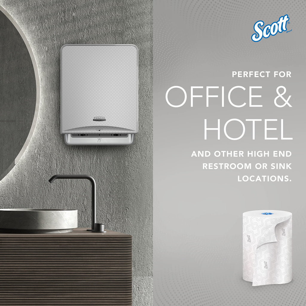 Scott Professional High-Capacity Hard Roll Paper Towels, Bulk (25702), Hardwound, Elevated Design, Absorbency Pockets, White, for ScottBrand Blue Core Dispensers (6 Rolls at 1,150' Each, 6,900'/Case)