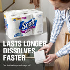 Scott Toilet Paper, 1-Ply, 8 Rolls | Septic-Safe | Pack of 2