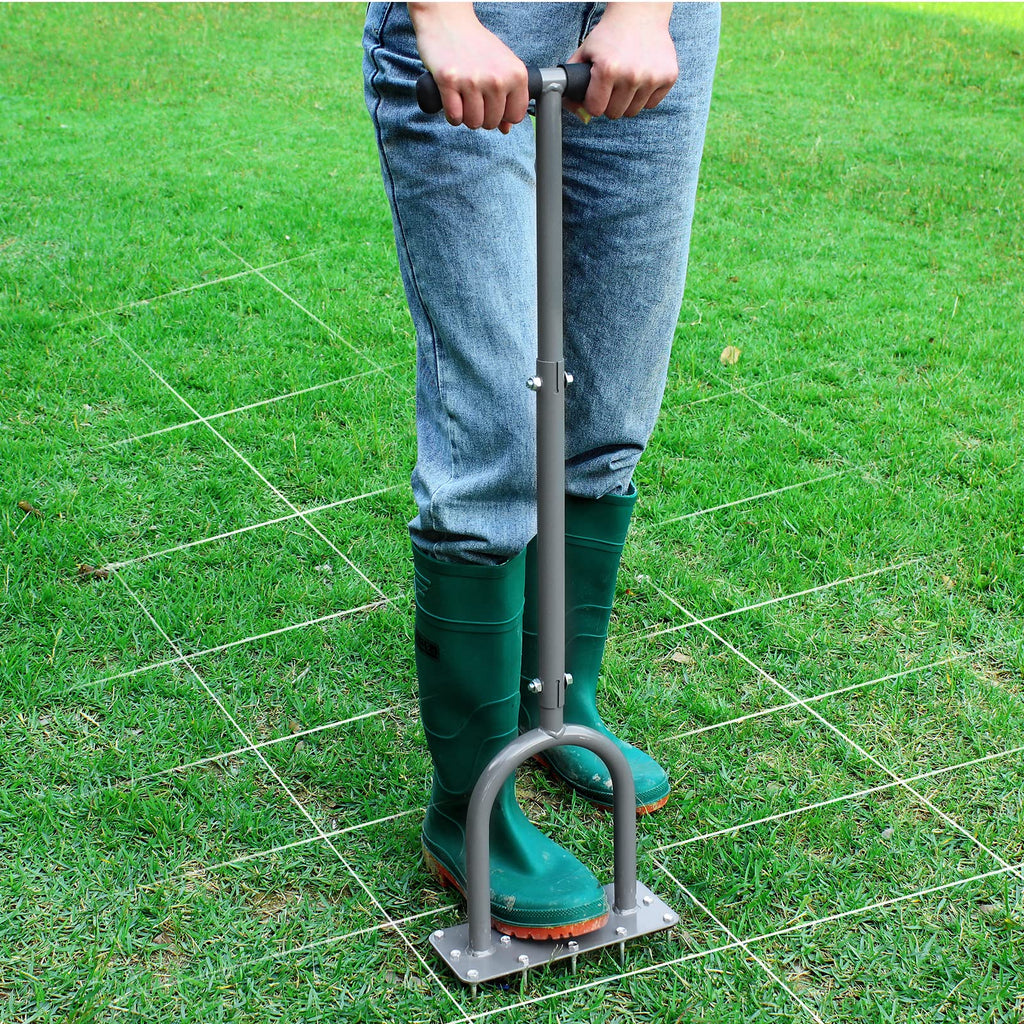 Walensee Manual Lawn Aerator Tool with 15 Iron Spikes, Garden Spike Aerator