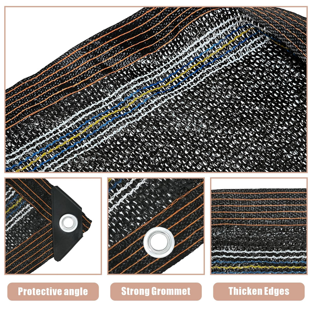 18ft Square Leaf Net Cover for Above Ground Pools - 19.7ft Garden Shade Cloth for Plants Heat Protection Swimming Pool Cover Keeps Leaves Debris Out Heavy Duty Black Mesh Cover with Grommets & Rope