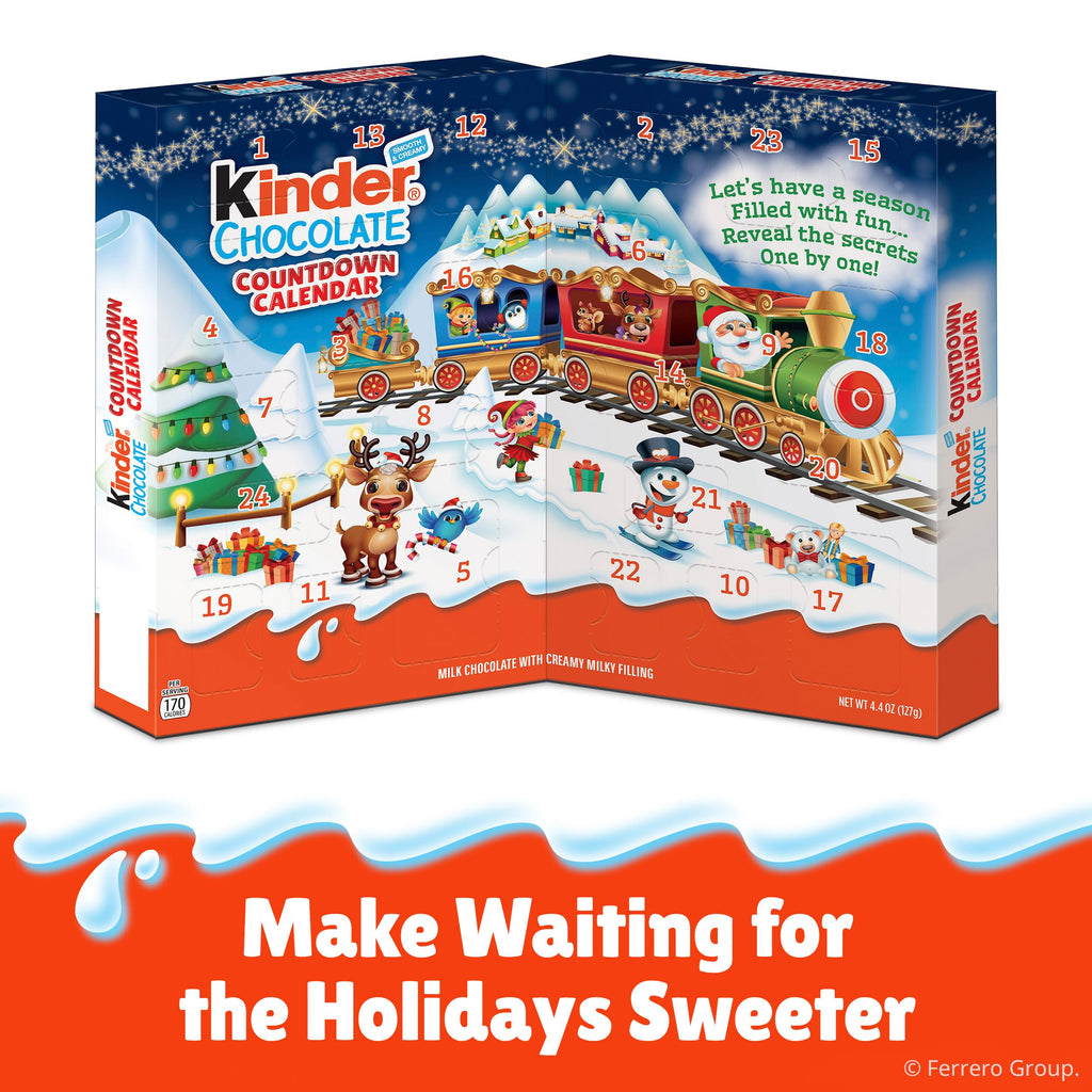 Kinder Chocolate Countdown 2026 Advent Calendar, 2 Pack, Holiday gift for all, Contains Nut, 24 Pieces, 8.8 oz