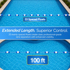 FibroPool 50 ft Pool Safety Rope with 16 Floats – Adjustable Buoy Lane Divider, UV Braided, Chrome Hooks – Shallow & Deep End Line for Inground & Above Ground Swimming Pools
