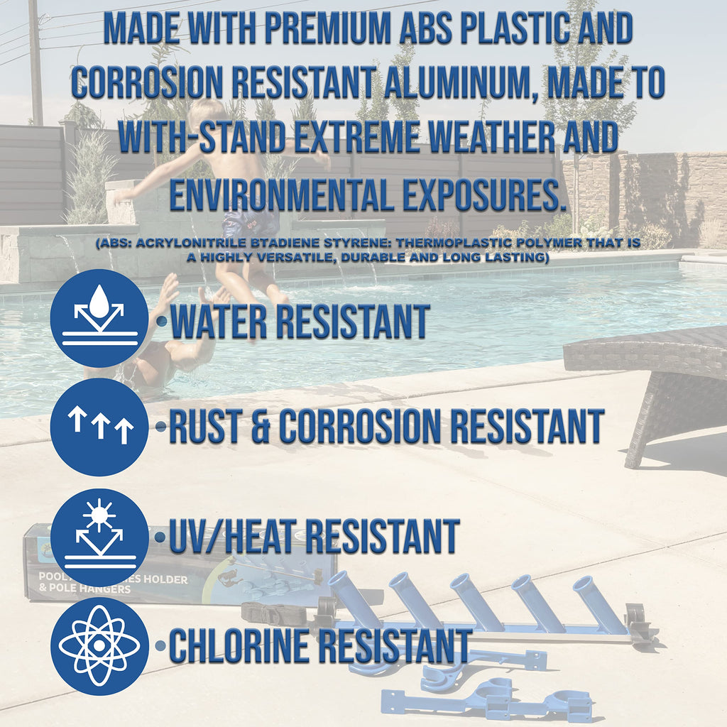 AquaMate Oasis Swimming Pool Accessories Holder, Fence Hooks for Pool Equipment Organizer, Pool tool storage rack for Pool Skimmer Pole Hanger Pool Maintenance Vacuum hose Storage Pool Hooks for Poles