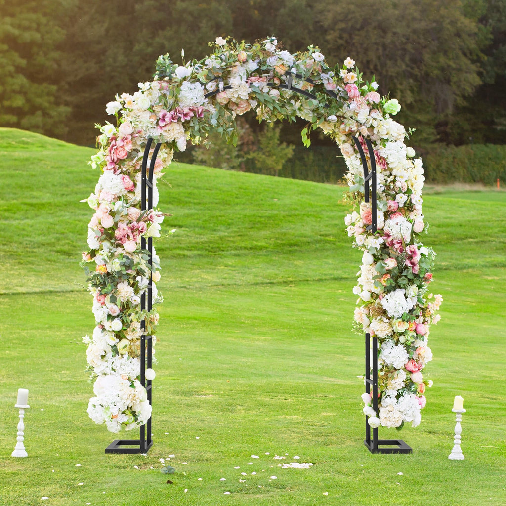 Trellume Garden Arch Trellis for Climbing Plants Outdoor, Wedding Arch with Base-94.5"(H)*55"(W), Balloon Arch Stand for Ceremony Valentines Day Birthday Baby Shower Garden Floral