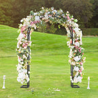 Trellume Garden Arch Trellis for Climbing Plants Outdoor, Wedding Arch with Base-94.5"(H)*55"(W), Balloon Arch Stand for Ceremony Valentines Day Birthday Baby Shower Garden Floral