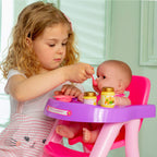 JC Toys - 14" Lots to Love Babies Doll and High Chair | Feeding Gift Set and Accessories | Posable & Waterproof | Ages 2+, Pink