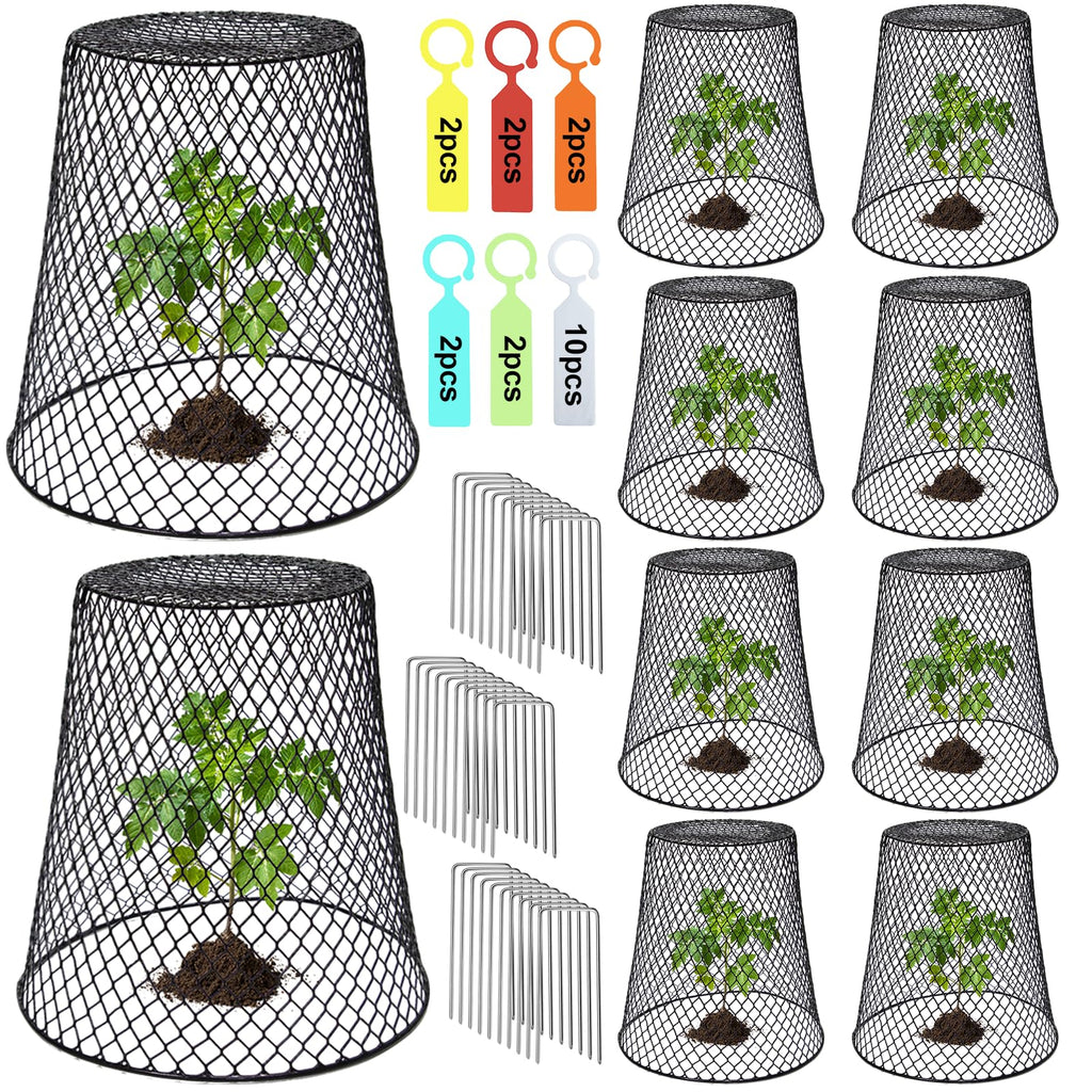 Dukelai 10 Pcs 9.13"×9.13" Chicken Wire Cloche Plant Covers Garden Netting Metal Heavy Duty Plant Protectors from Animals for Keeping Bunnies Chicken Squirrels Birds Other Out