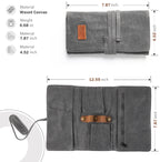 Whitluck's Waxed Canvas Tobacco Smoking Pipe Pouch with Leather Pipe Stand, Travel Pipe Case Bag for 2 Pipes and Other Accessories (Charcoal Grey)
