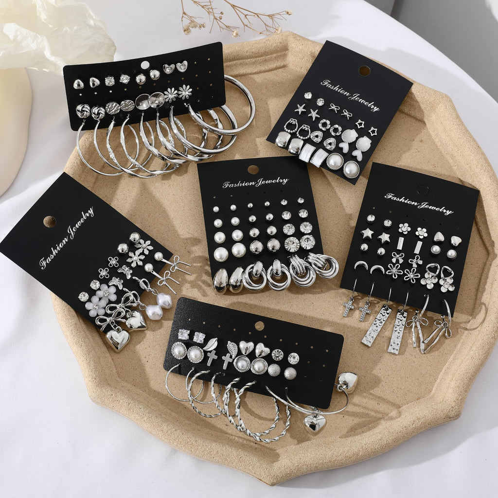 75 Pairs Gold Stud Earrings Set for Women, Trendy Hypoallergenic Pearl Cubic Zirconia Multiple Piercings Earrings Packs, Stud Hoops Earrings for Gift Jewelry