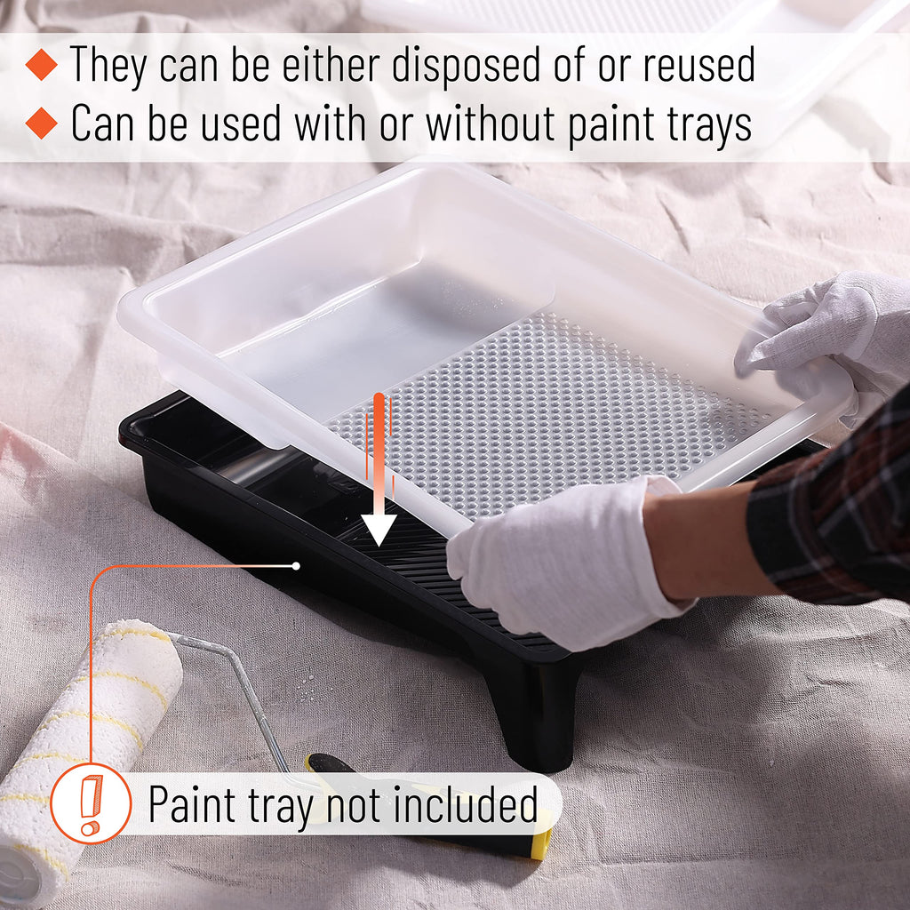 Bates- Paint Tray Liner, 9 Inch, 10 pcs, White Paint Pans Trays, Paint Roller Tray, Roller Tray Liners