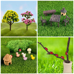 PIVNASY 56 Pcs Fairy Garden Accessories, Mini Resin Animals Figures, Miniature Table and Chairs, Moss Bonsai Micro Landscape Ornaments Kit, Miniature Garden Kit, Terrarium Ornaments DIY Craft