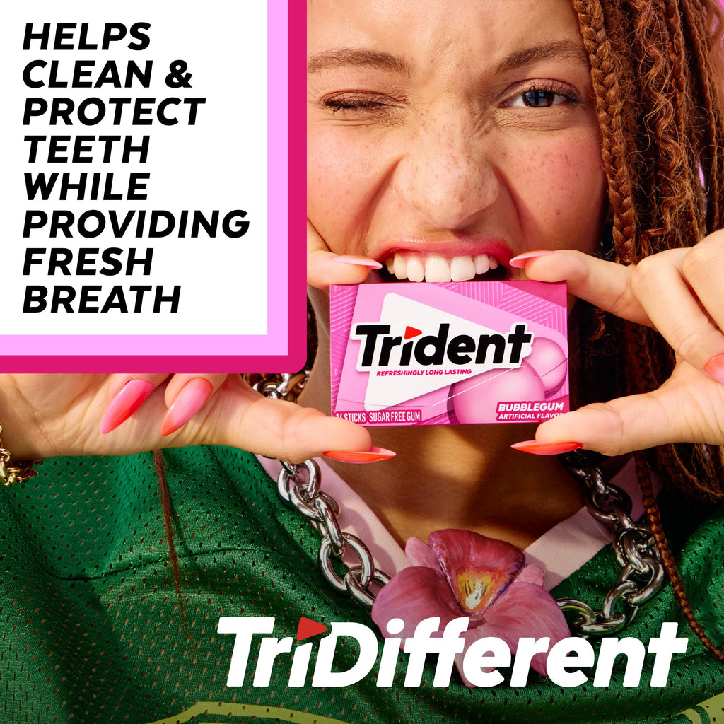 Trident Bubblegum Sugar Free Gum, Original Version, 168 Pieces, Pack of 12