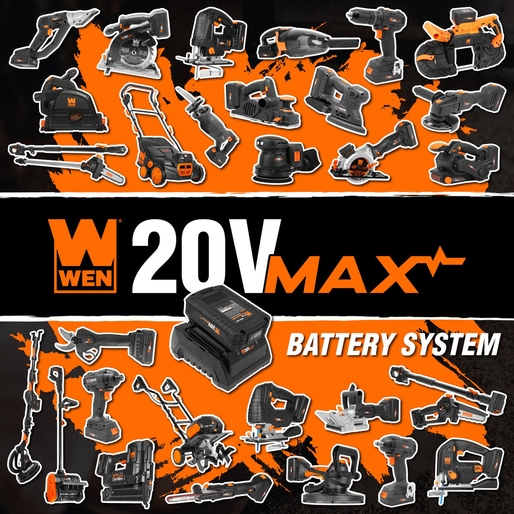 WEN Cordless 6.5-Inch Track Saw, Brushless with Variable Speed, Two 20V Max 4.0 Ah Batteries, and Charger (20691)