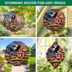 250th Anniversary American Eagle Wind Spinner, Patriotic Wind Spinner Outdoor – Stainless Steel Metal Hanging Spinners 12 in, American Flag 4th of July Patriotic Decor for Garden