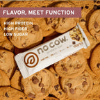 No Cow Vegan Protein Bars, Upgraded Chocolate Chip Cookie Dough | 20g Plant Based Protein, Gluten Free, Dairy Free, Soy Free, Keto Friendly, Low Sugar, High Fiber Snack Bars | Pack of 12