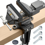 Dual-Purpose Combined Universal Vise 3.3" with 360° Swivel Base, Bench Vise or Table Vise Clamp-On with Quick Adjustment, Movable Home Vice for Woodworking