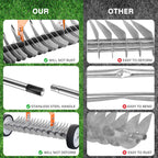 Thatch Rake 15 Inch with Wheels for Lawn Dethatching