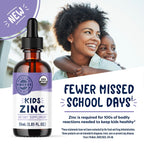 VIMERGY Kids USDA Organic Liquid Zinc Sulfate – for Children & Adolescence 1-18 Years Old, Fast-Absorbing Immune Support* – Promotes Healthy Bones, Hair & Skin, Vegan, Non-GMO – 55 mL