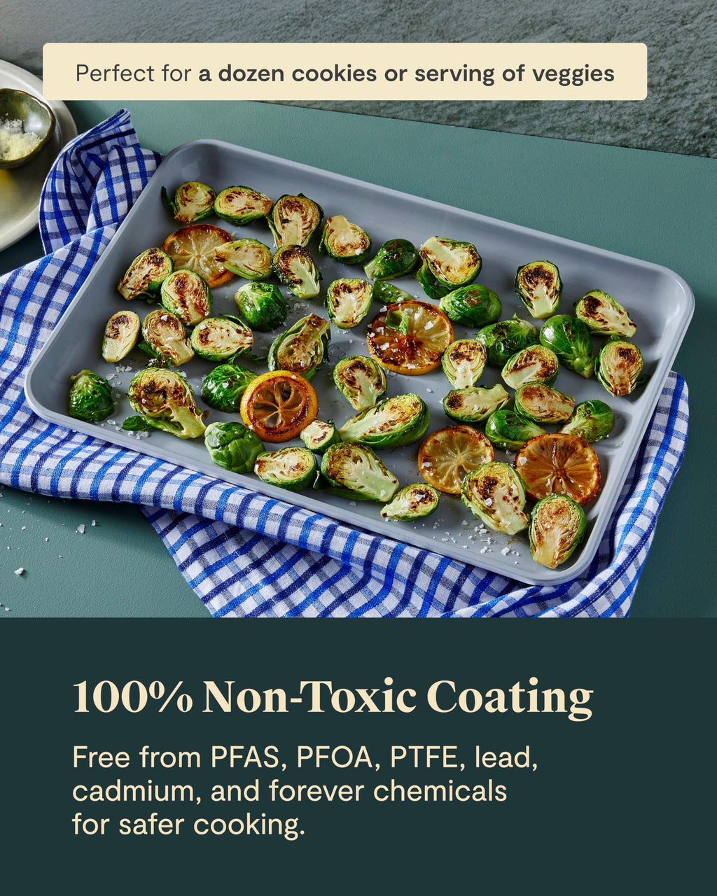 Caraway Non-Stick Ceramic Medium Baking Sheet - Naturally Slick Ceramic Coating - Non-Toxic, PTFE & PFOA Free - Perfect for Baking, Roasting, and More - Medium (15" x 10") - Sage
