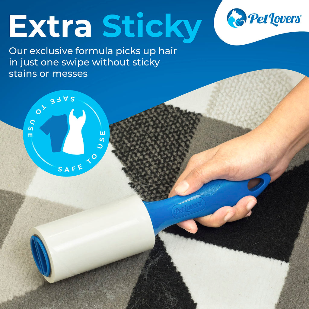 PetLovers Extra Sticky Lint Roller Mega Value Set for Pet Hair Removal, Dog and Cat Lint Remover (4 Pack)