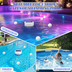 Qualirey Solar Pool Ionizer Automatic Floating Pool Cleaner, Water Ionizer with 4 Pcs Scum Eliminating Ball, for Above Ground and Inground Pools, up to 35, 000 Gallons (Without Light)