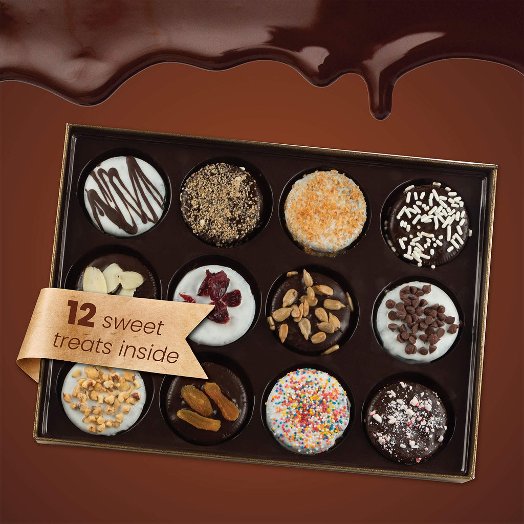 Barnetts Gift Basket, 12 Chocolate Covered Cookies Gourmet Candy Box