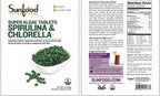 Sunfood Chlorella Spirulina Tablets - Spirulina and Chlorella Powder Pills, Green Algae Supplement Rich in Chlorophyll, Broken Cell Wall, Vegan - 4 oz Bag