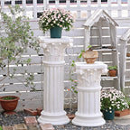VISIBLE Decorative Roman Column Pedestal, Black Bronze, MGO Cement with Fiber, Classical Garden Pillar, Indoor Outdoor Decor (White, 33.5IN)