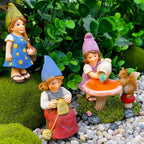 Mood Lab Garden Gnome Figurines - Lady Gnomes Set (3 pcs) - 3.5" H Miniature Decorative Statues & Accessories - Outdoor & Indoor Garden Decor