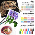 Caliart 176PCS Art Supplies Sketching Kit, 100 Sheets 3-Color Sketch Book