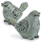 OwnMy 2 Cast Iron Green Bird Sculptures Outdoor Indoor Small Birds Statues