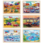 SYNARRY Large Wooden Vehicle Jigsaw Puzzles for Kids Ages 4-8, 60-Piece