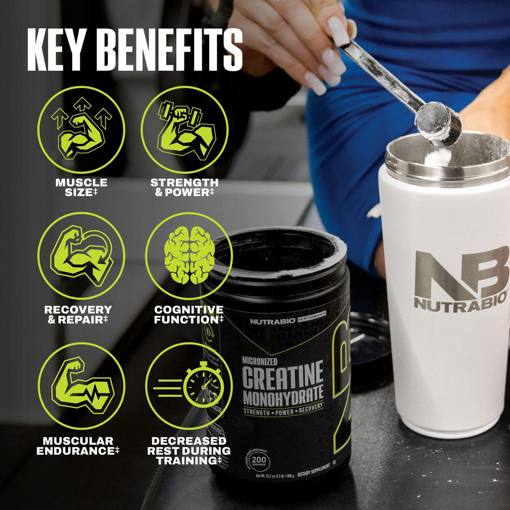 NutraBio Pure Micronized Creatine Monohydrate Powder Supplement, Unflavored, (500 g) - Supports Bulk Muscle Energy, Recovery, and Strength - HPLC Tested Creatine Powder Supplement for Men and Women
