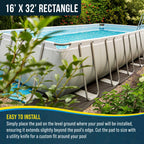 U.S. Pool Supply Ground Shield 16-Foot x 32-Foot Rectangle Heavy Duty Pool Liner Pad for Above Ground Swimming Pools - Protects Pool Liner, Prevents Punctures, Eco-Friendly Fabric - Extends Liner Life
