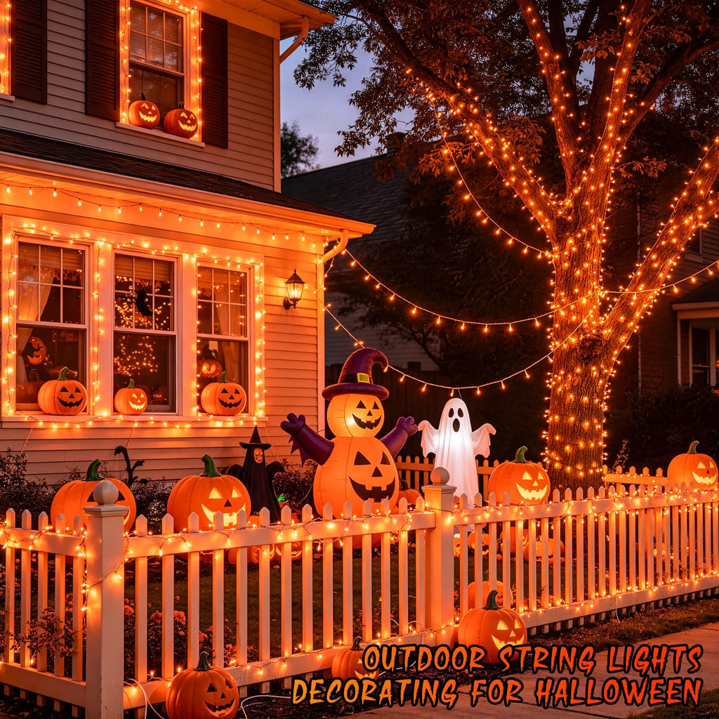 JMEXSUSS 168Ft 600 LED Halloween Lights Outdoor Orange String Lights Plug