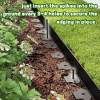 Mars Villa Landscape Edging, 4‘’ Tall 100FT Garden Border Edging Kit with 99 Anchoring Spikes, Decorative Flexible Lawn Edging Cover 75㎡ for Lawn, Yard, Flower Bed (Black, 4IN, 100FT)