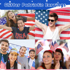 Y1tvei Independence Day Glitter Earrings for Women- 9 Pairs 4th of July American Flag Earrings Star Red Blue Dangle Drop Acrylic Accessories USA Flag Jewelry Gifts for Patriotic Memorial Veterans Day