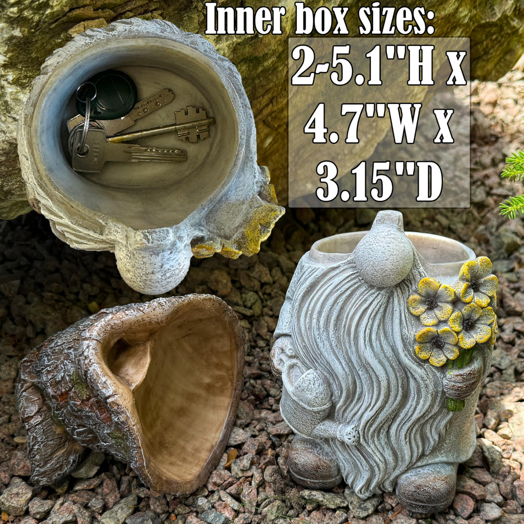 Mood Lab Garden Gnome - Key Hider Gnome Figurine - 9.25 Inch Lawn Statue - for Outdoor or House Decor