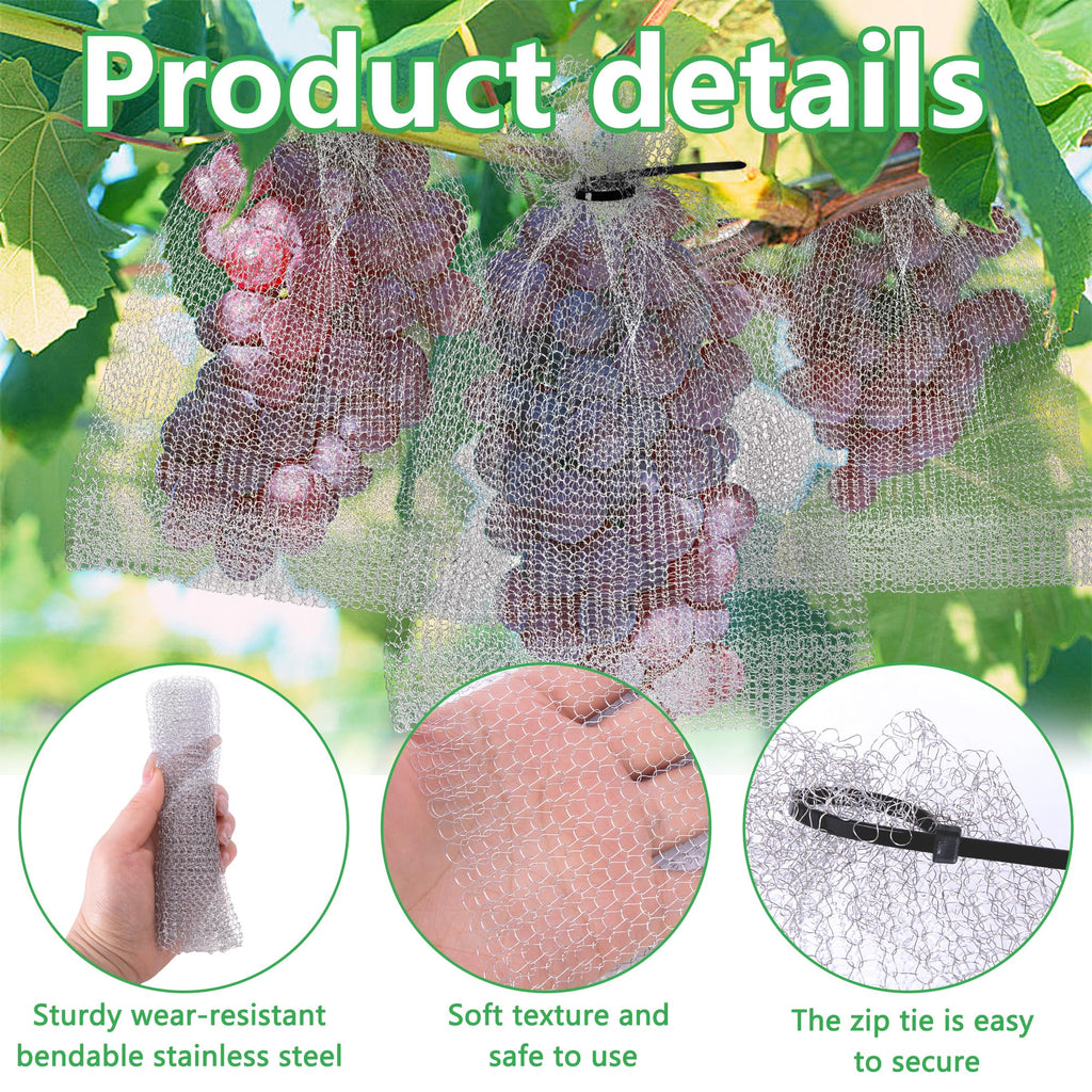 20 Pcs 8 x 12 Inch Stainless Steel Fruit Protection Bag, Wire Cover Bag