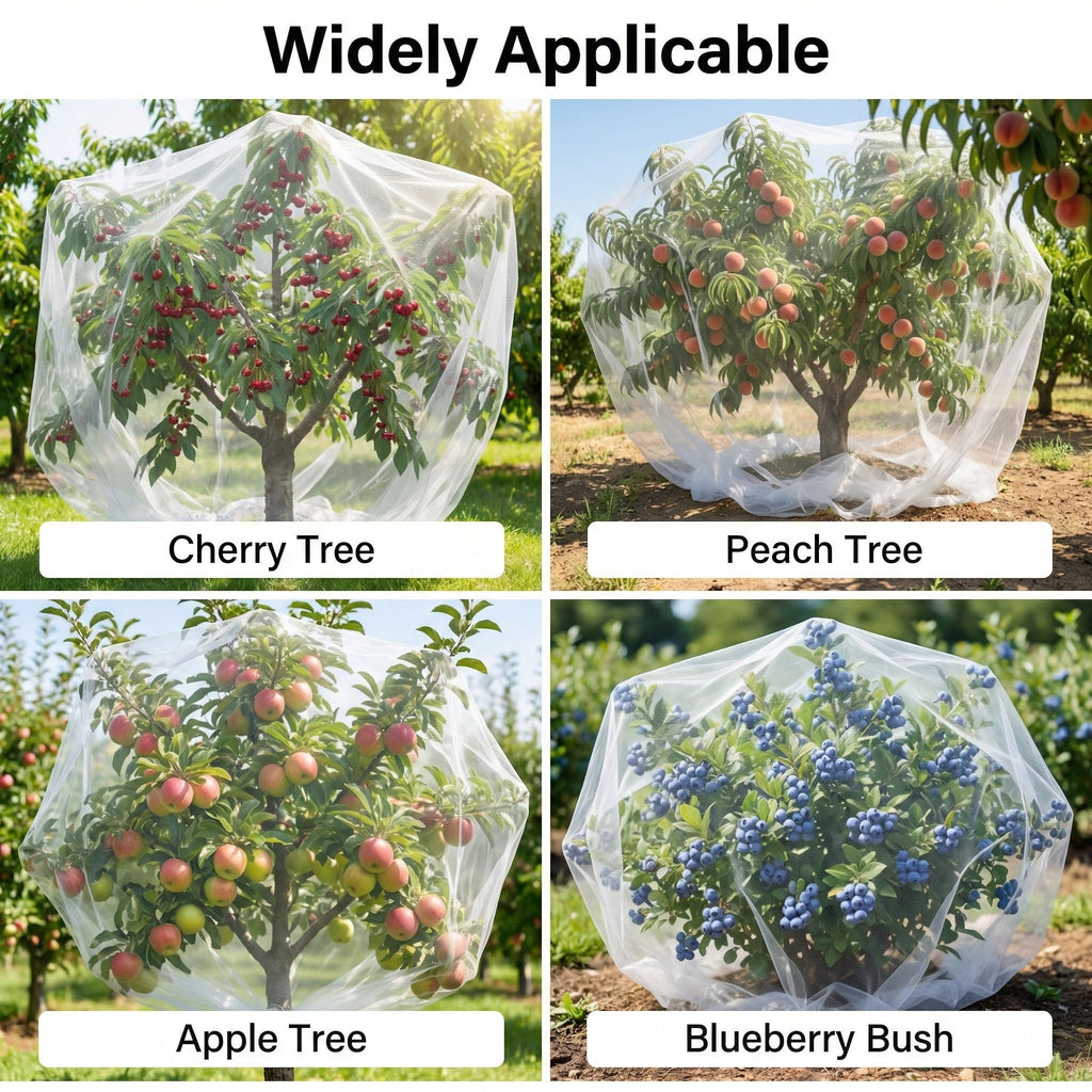 6.5x6.5x6.5Ft Fruit Tree Netting Cover Zipper Drawstring Garden Pest Mesh