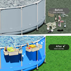 SHAPON 2026 Upgrade 2 Sets Poolside Storage Basket with 2 Cup Holders, Pool Drink Holder Stretchable Organizer for Drinks & Pool Supplies, Above Ground Pool Accessories for Most Frame Swimming Pools