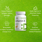 Vitamin E Supplements, 1,000 IU Per Serving, 240 Softgels – Extra Strength Antioxidant Protection – Bioavailable Stable Form – Skin, Heart, Brain, & Immune Support – Non-GMO