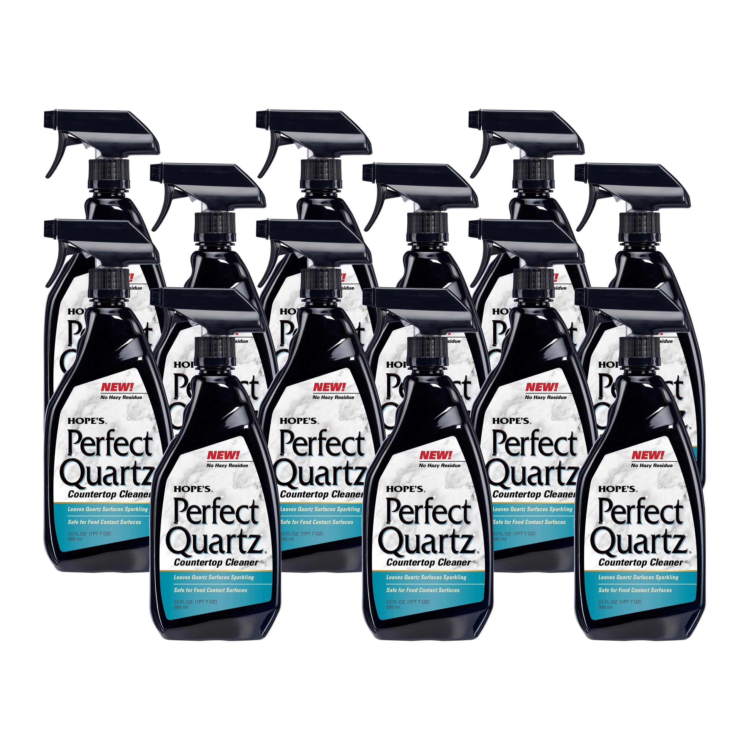 HOPE'S Perfect Quartz Countertop Cleaner, No Hazy Residue, Streak-Free, Safe on Food Contact Surfaces, Fragrance-Free, Sunscreen-Free, Counter Cleaner for All Brands of Quartz, 23 Fl Oz, Pack of 12