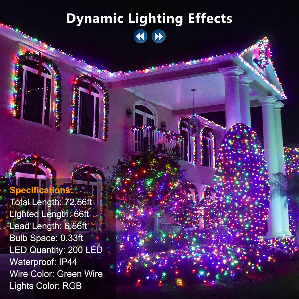 Brizled Halloween Lights Outdoor, Orange Purple Tree Lights, 200 LED, 66 ft
