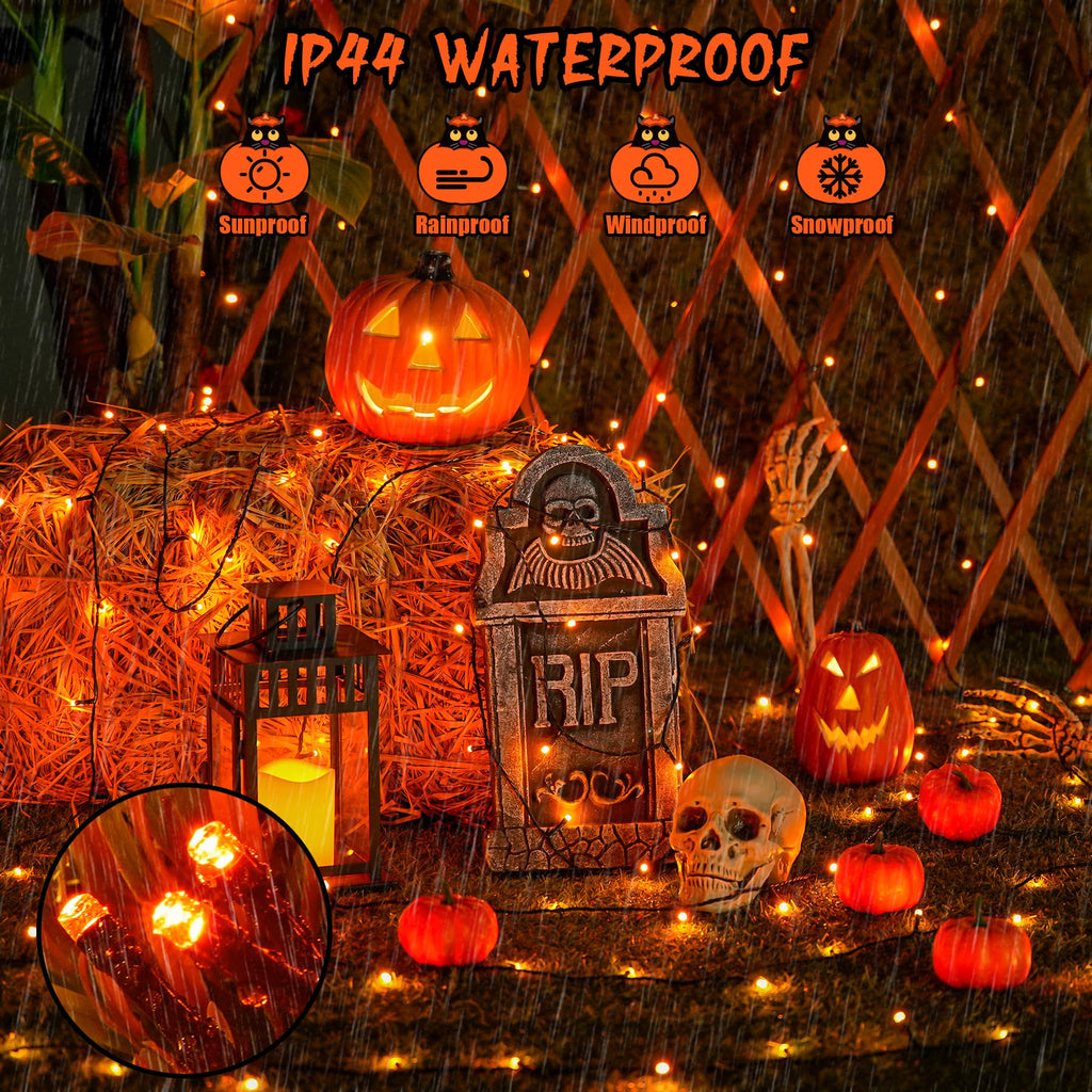 JMEXSUSS 2 Pack Solar Halloween Lights, Total 151FT 400 LED, Orange