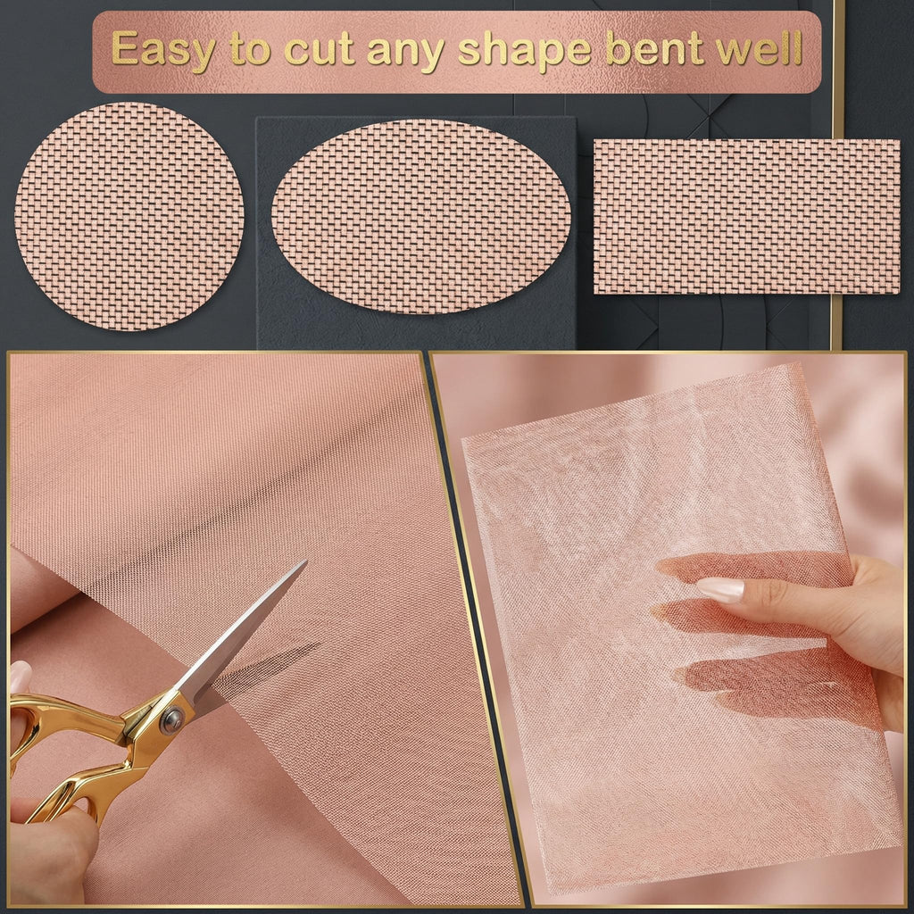 Therwen 24 Inch x 20 ft Copper Mesh Screen 99.9% Pure Copper 40 Mesh Roll Wire Fabric for Grounding Dense Filter Screen Woven Crafts Window Protection