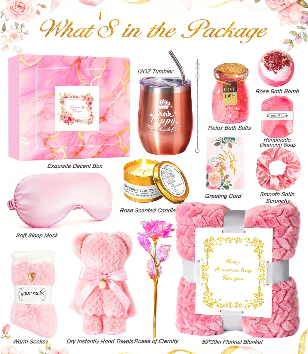 Birthday Gifts Basket for Women Mom Her Sister Grandma, Get Well Self Care