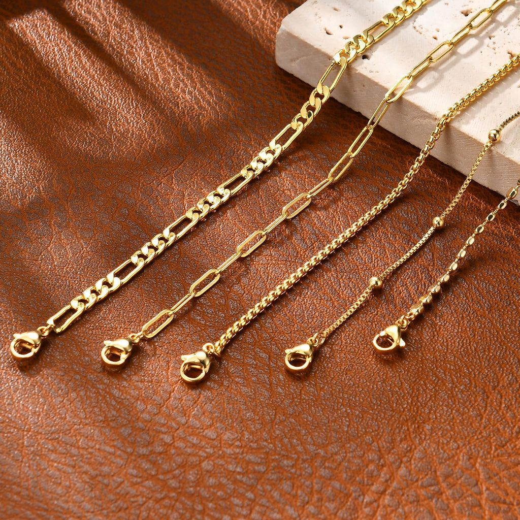 Striviio Gold Bracelets for Women, 14K Gold Plated Stackable Bracelet Stack Set Adjustable Charm Paperclip Chain Snake Link Layered Waterproof Jewelry Sets Gifts